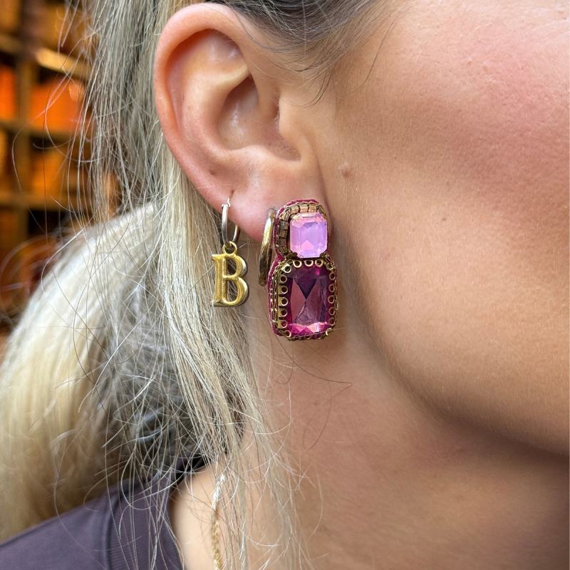 Oorbellen - Double Drop - Roze