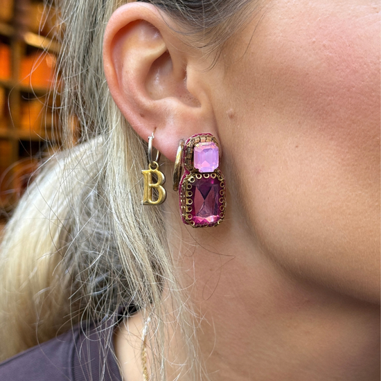 Oorbellen - Double Drop - Roze
