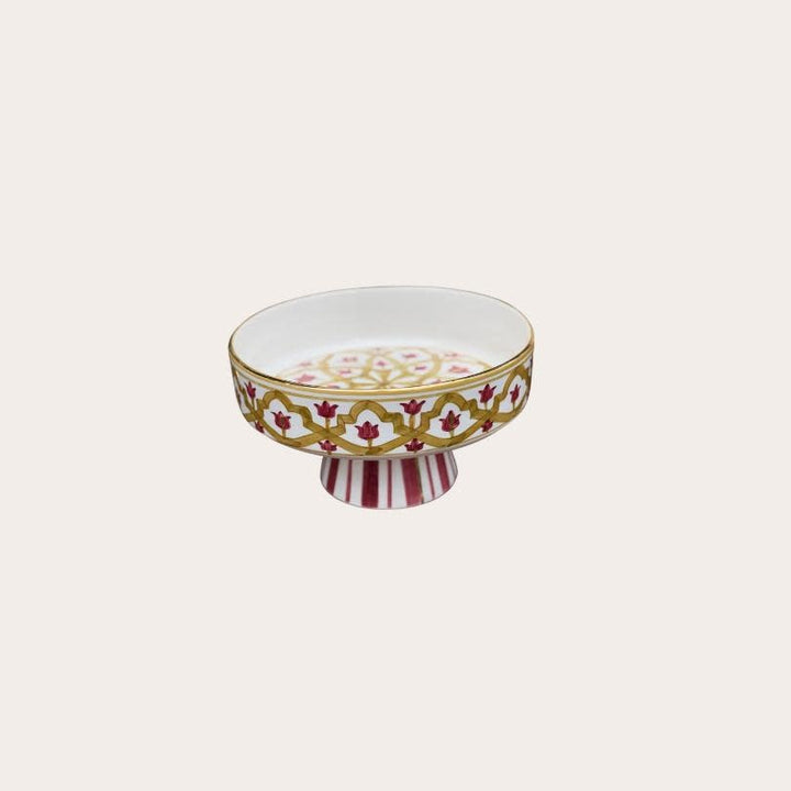 Chabi Chic - saladeschaal op voet kaki bordeaux
