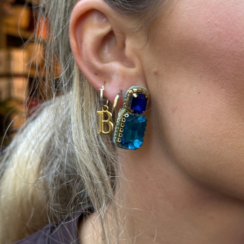 Oorbellen - Double Drop - Blauw