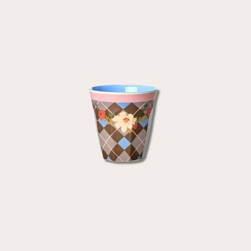 Beker - Bo - Ruit - bruin/roze