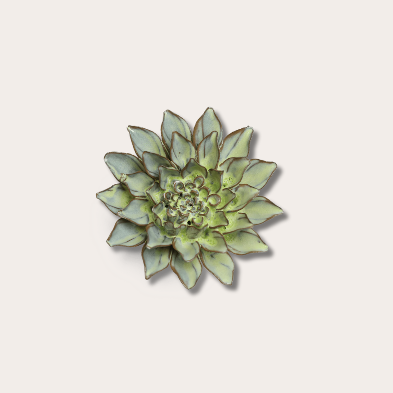Keramieken bloem - Aster - peer groen