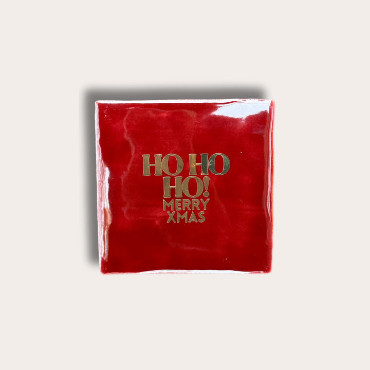 Tegeltje - Ho Ho Ho! roze met goud