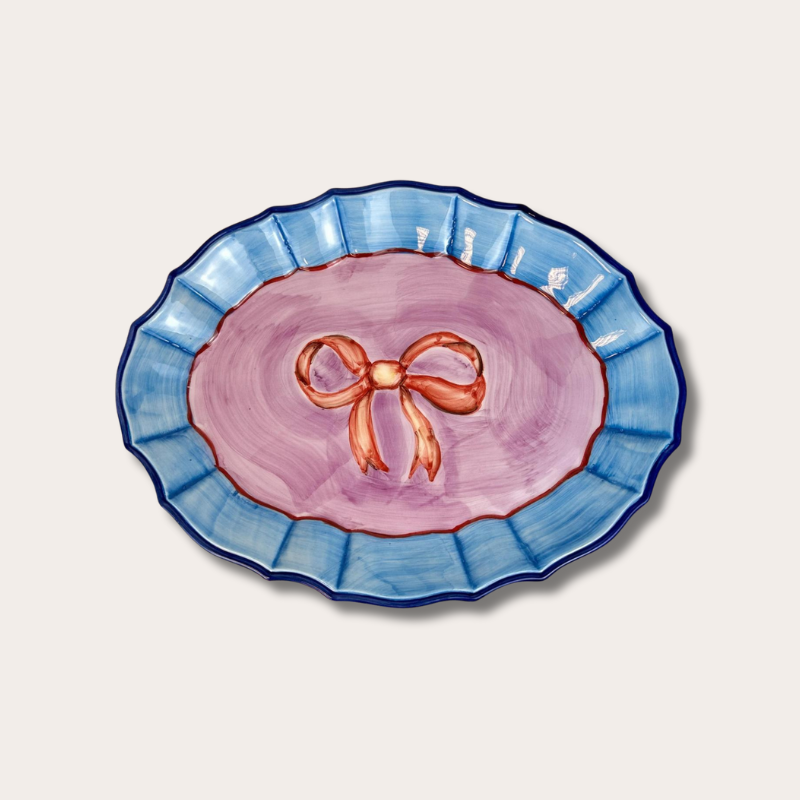 Ovale Serveerschaal - Strik - Paars/Blauw