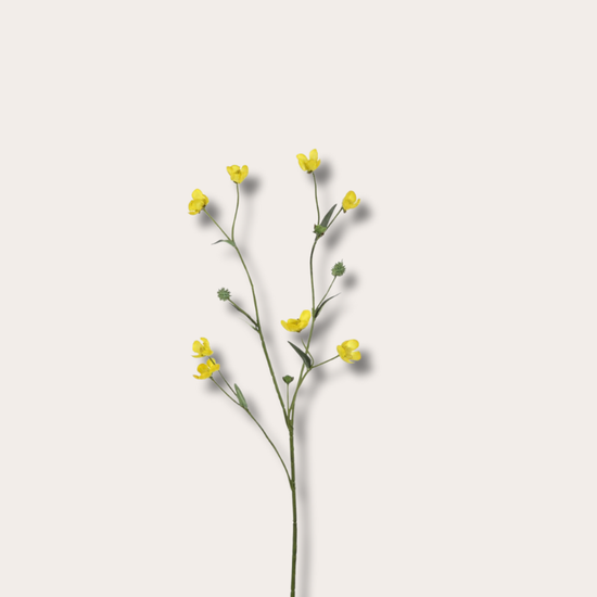 Zijden bloem - Ranonkel Spray - Geel