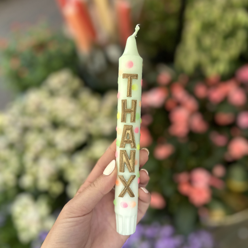 Confetti kaars - Thanx - Groen