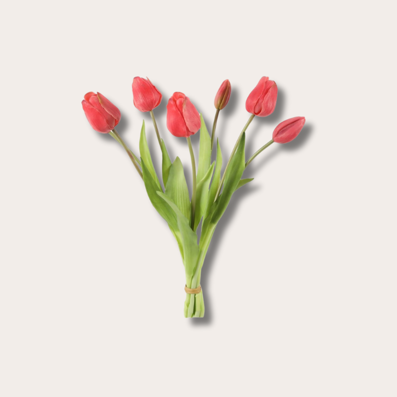Zijden bloem - Tulpen bos - rood roze