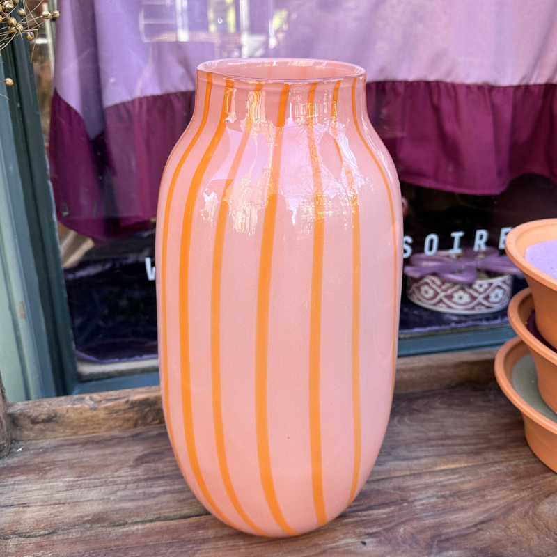 Vaas - Glas - Strepen - Oranje - M
