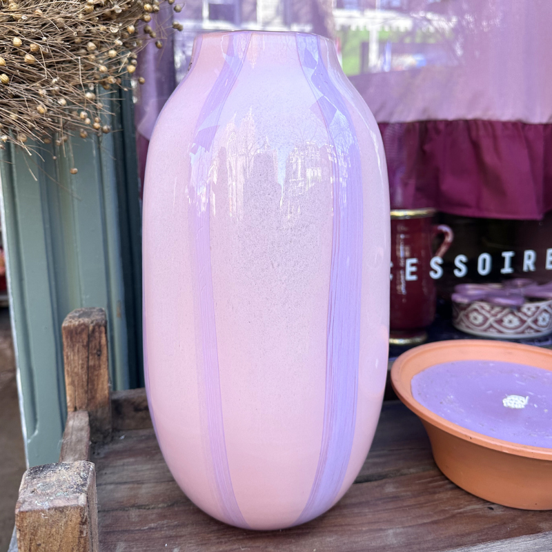 Vaas - Glas - Strepen - Roze - M