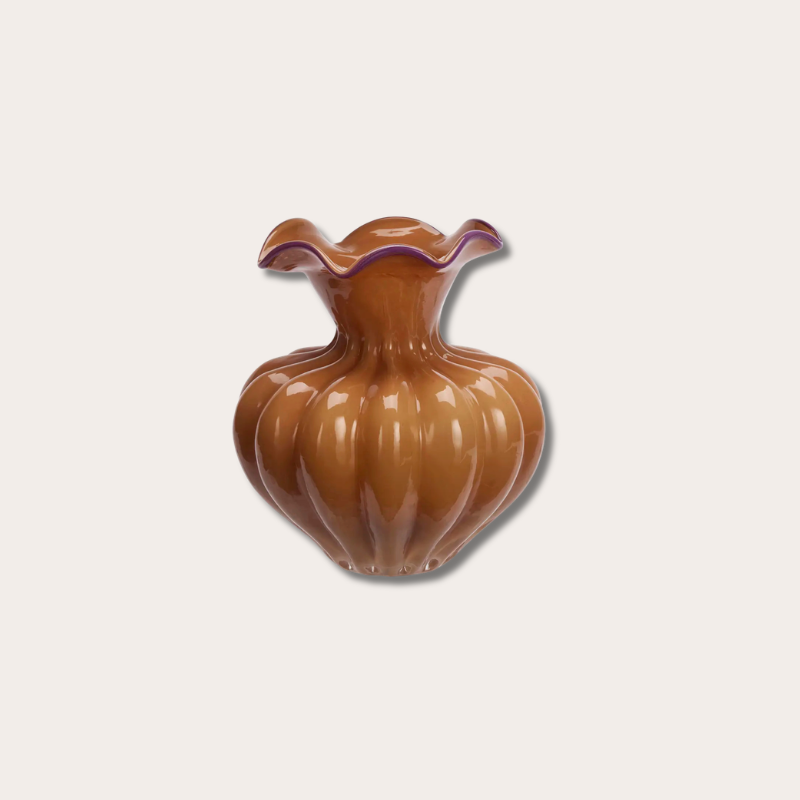 Vaas - Glas - Caramel/paars