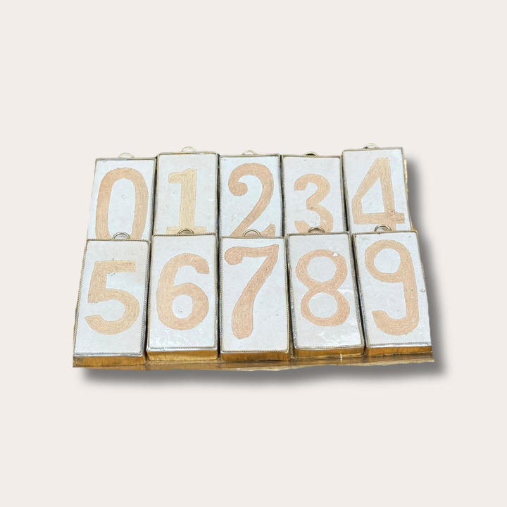 Zelliges tegel - Huisnummer - crème