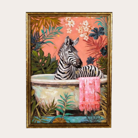 Schilderij - Zebra in badkuip