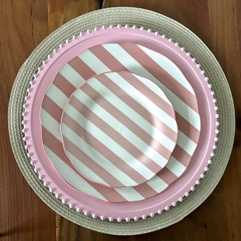 Dinerbord - Roze streep