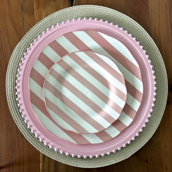 Dinerbord - Roze streep