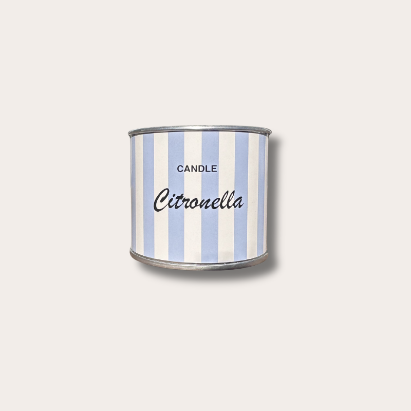 Citronella Geurkaars - Streep - Lichtblauw/wit