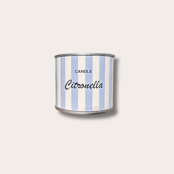 Citronella Geurkaars - Streep - Lichtblauw/wit