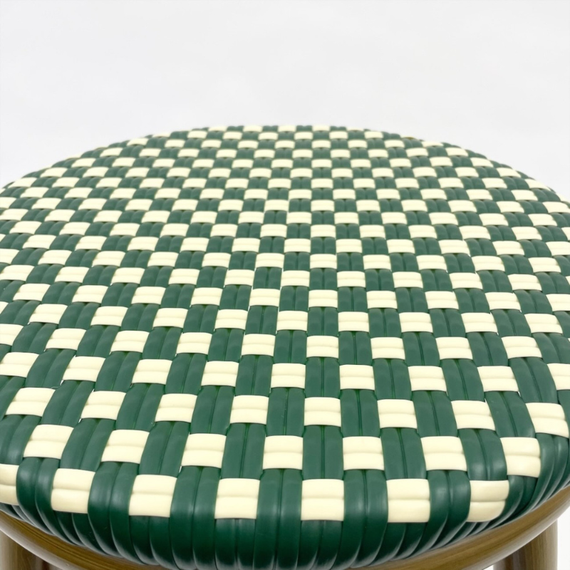 Bijzetkruk - Gevlochten - Groen/Wit