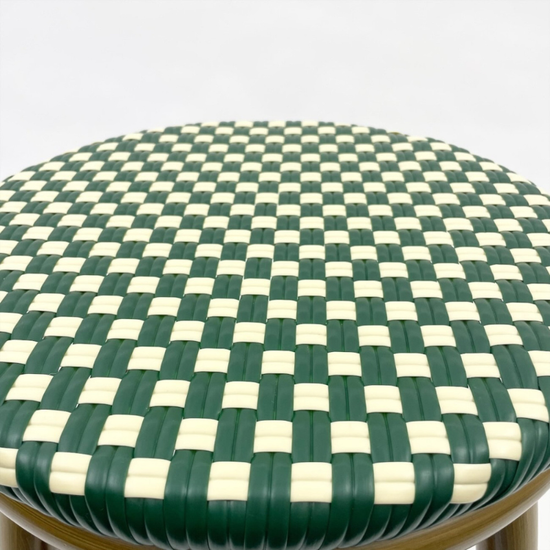 Bijzetkruk - Gevlochten - Groen/Wit