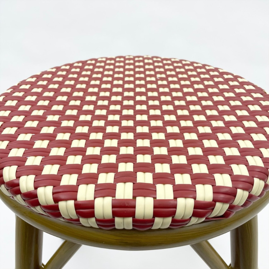 Bijzetkruk - Gevlochten - Rood/Wit