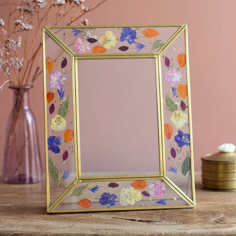 Fotolijst  gedroogde bloemen - goud