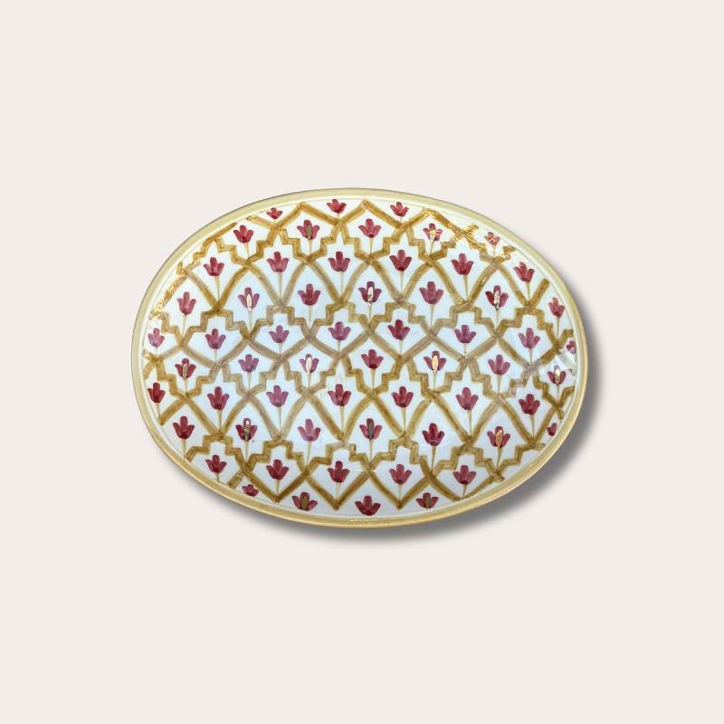 Chabi Chic - serveerbord - geel/bordeaux