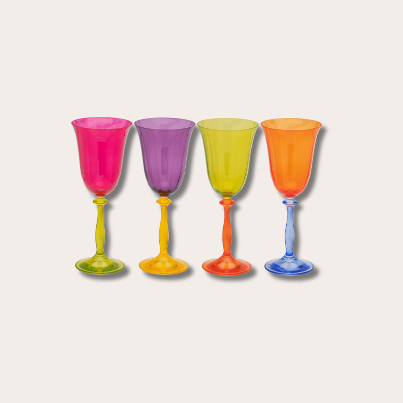 Anna+Nina - Multicoloured Wine Glass - set of 4
