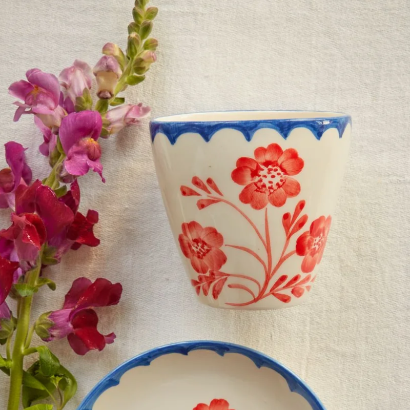 Koffie cup - Billy - Bloemen - wit