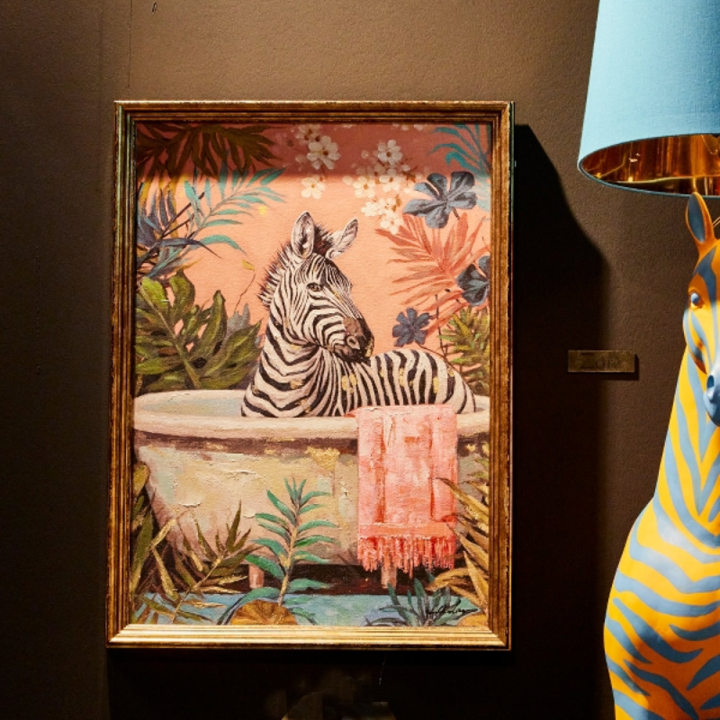 Schilderij - Zebra in badkuip