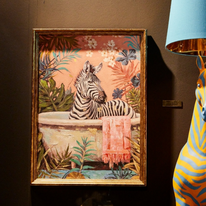 Schilderij - Zebra in badkuip