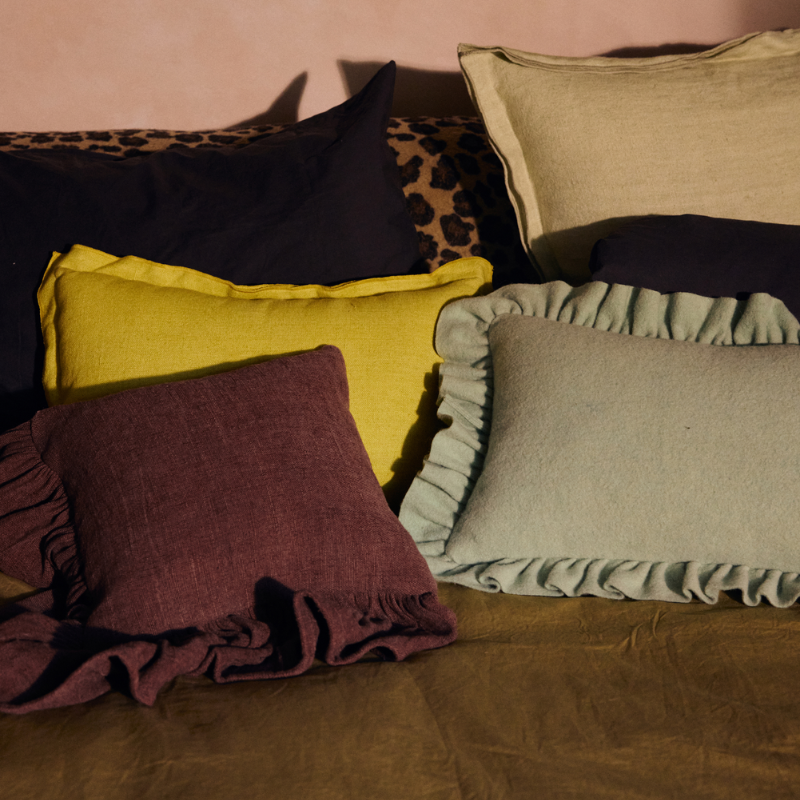 HKliving - Linen Cushion - Lemongrass