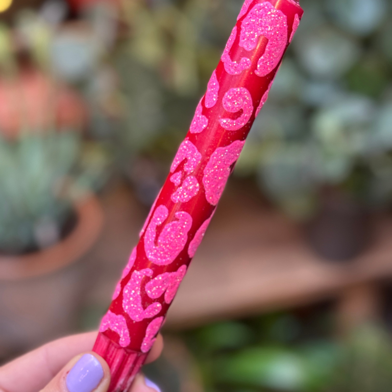 Kaars - panter, roze