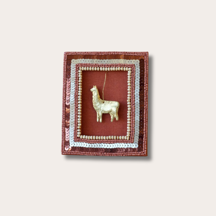 Schilderij Alpaca - kralen roze