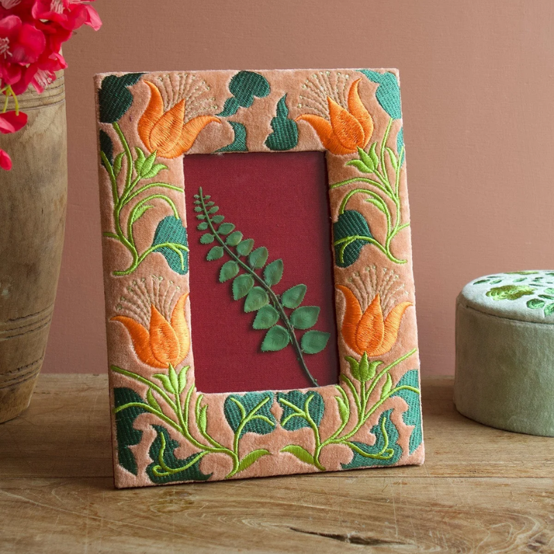 Fotolijst Tulp - geborduurd peach