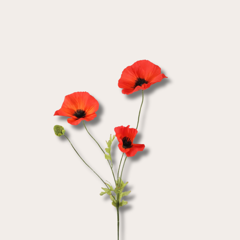 Zijden bloem - Poppy Spray - Koraal