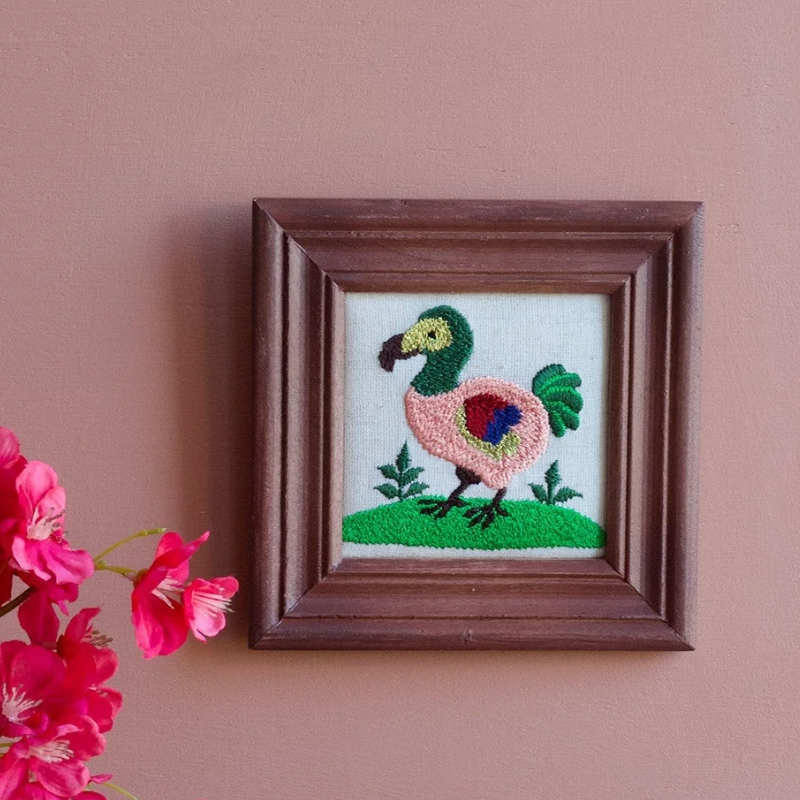 Schilderij Vogel - geborduurd