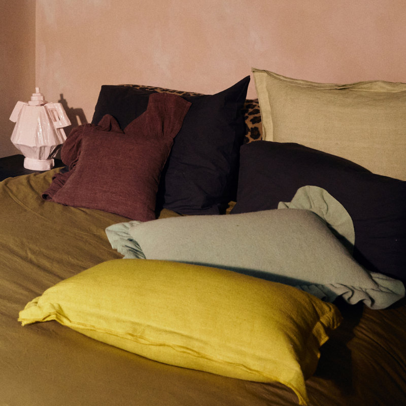 HKliving - Linen Cushion - Lemongrass