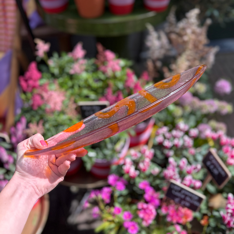 Borrelplank - Glas - Oranje/roze - Ovaal