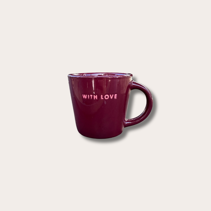 Cappucino mug - With love - Burgundy