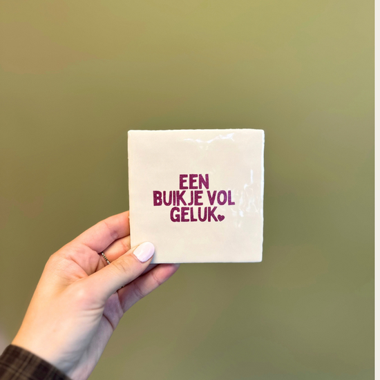 Tegeltje - Een buikje vol geluk - Creme