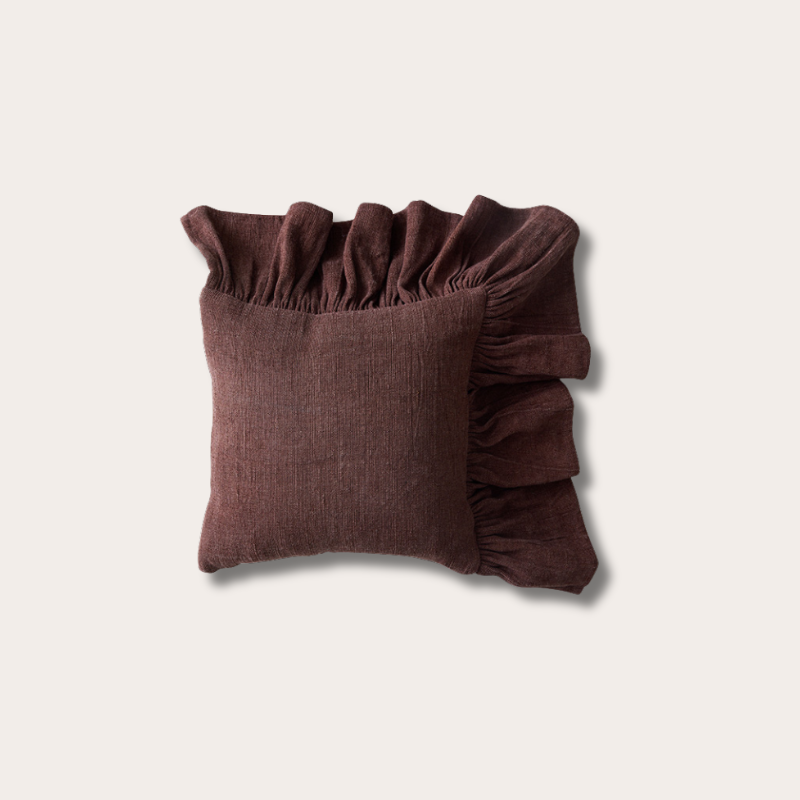 HKliving - Ruffle cushion - Chestnut