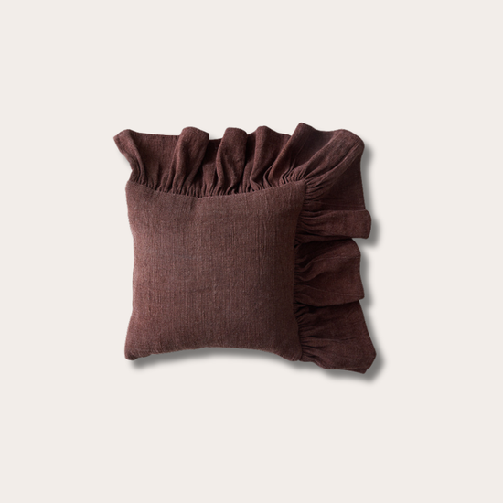 HKliving - Ruffle cushion - Chestnut