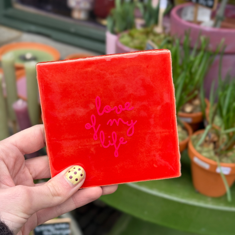 Tegeltje - Love of my life - rood/roze