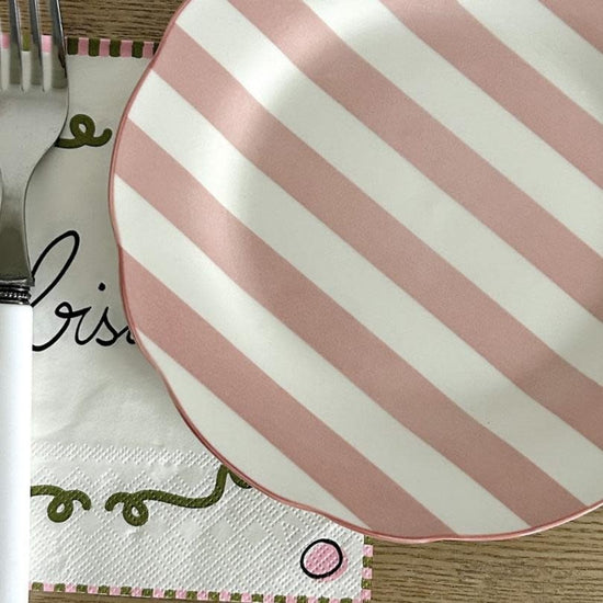 Dinerbord - Roze streep