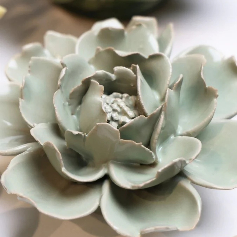 Keramieken bloem - Roos - Pistache