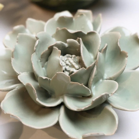 Keramieken bloem - Roos - Pistache
