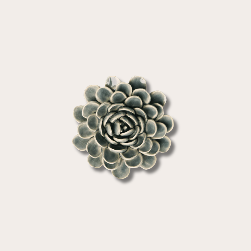 Keramieken bloem - Zinnia - Blauwgrijs