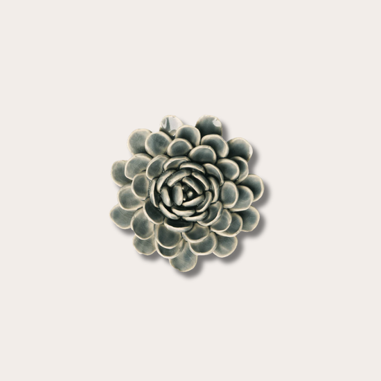Keramieken bloem - Zinnia - Blauwgrijs