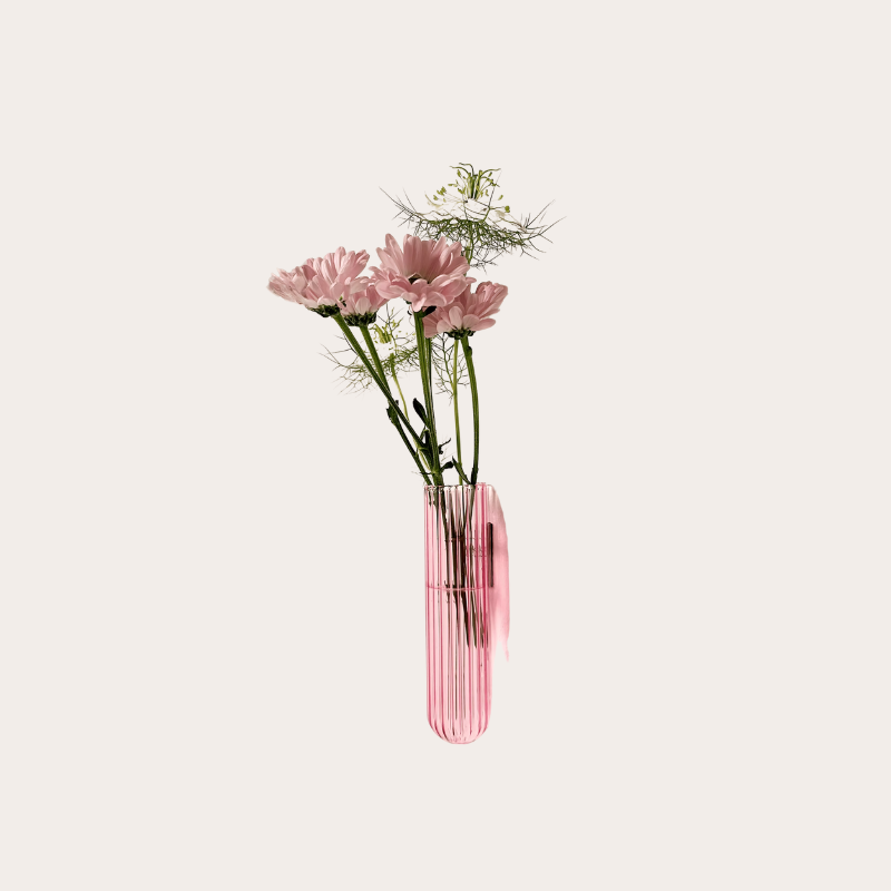 Muurbloempjes 1 planthanger XL  - ribbel roze