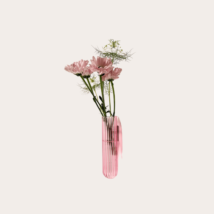 Muurbloempjes 1 planthanger XL  - ribbel roze