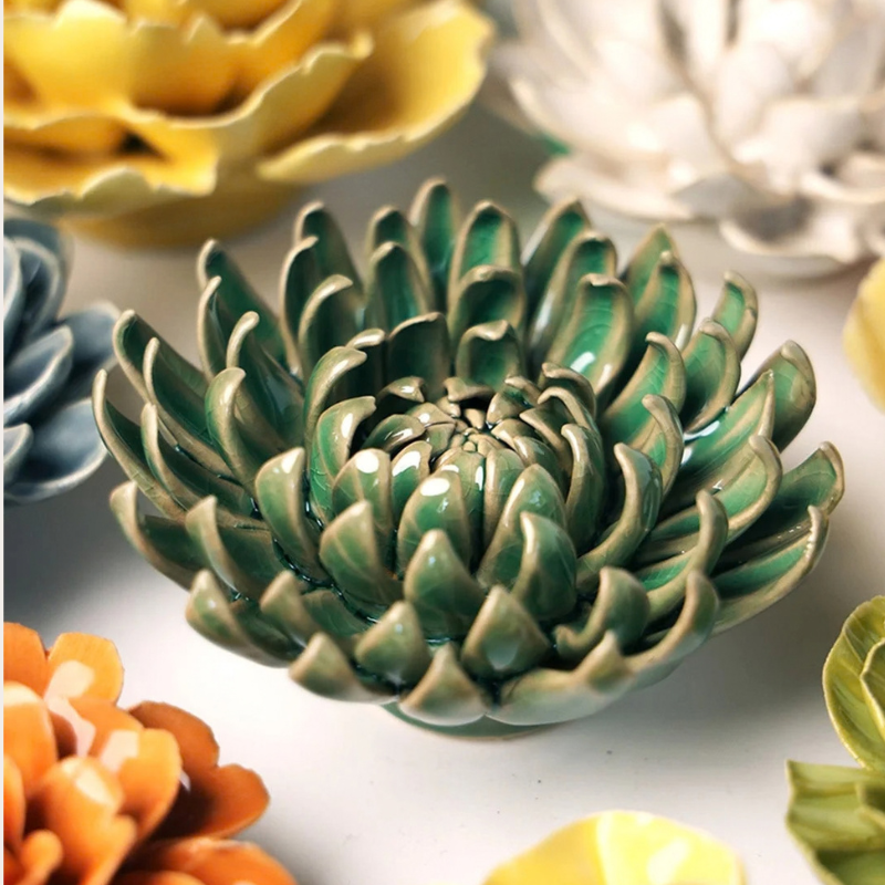 Keramieken bloem - Chrysant - Jungle Green